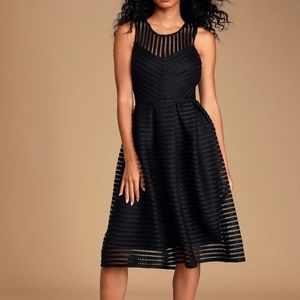 Lulus Black striped meshed midi dress